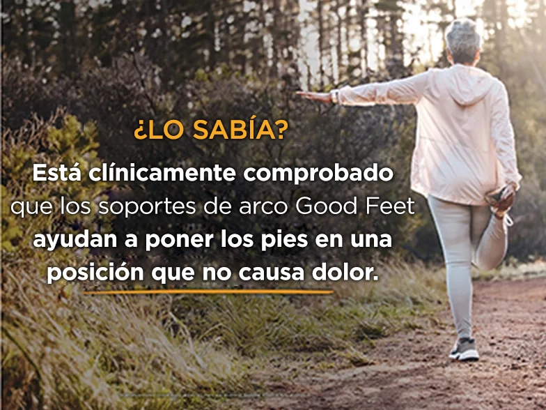 Mujer haciendo estiramientos al aire libre - Llamada de texto de Good Feet Store